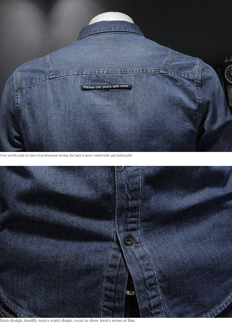 Men's pure cotton denim shirt