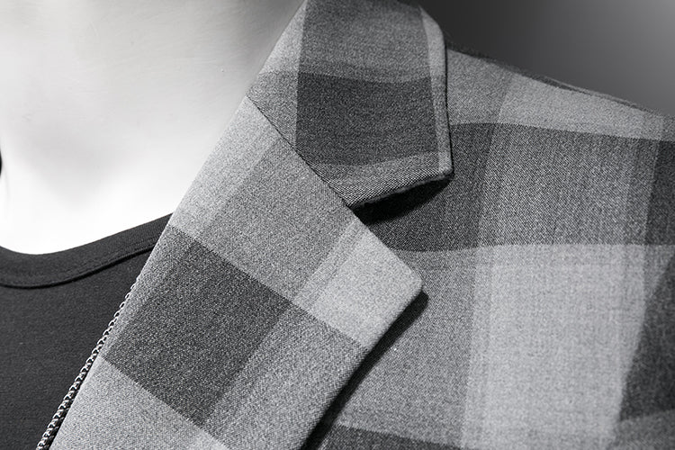 Men's suit jacket plaid three-dimensional stylish slim fit