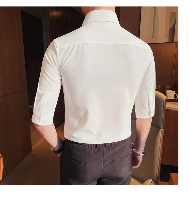 Men's 2024 summer new handsome shirt white
