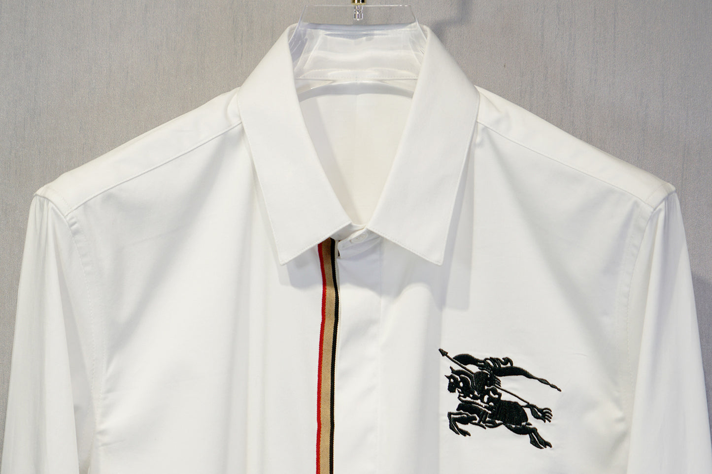 Ribbon Warhorse Embroidery Stretch Cotton Comfortable Gentleman Exquisite Men's Shirt
