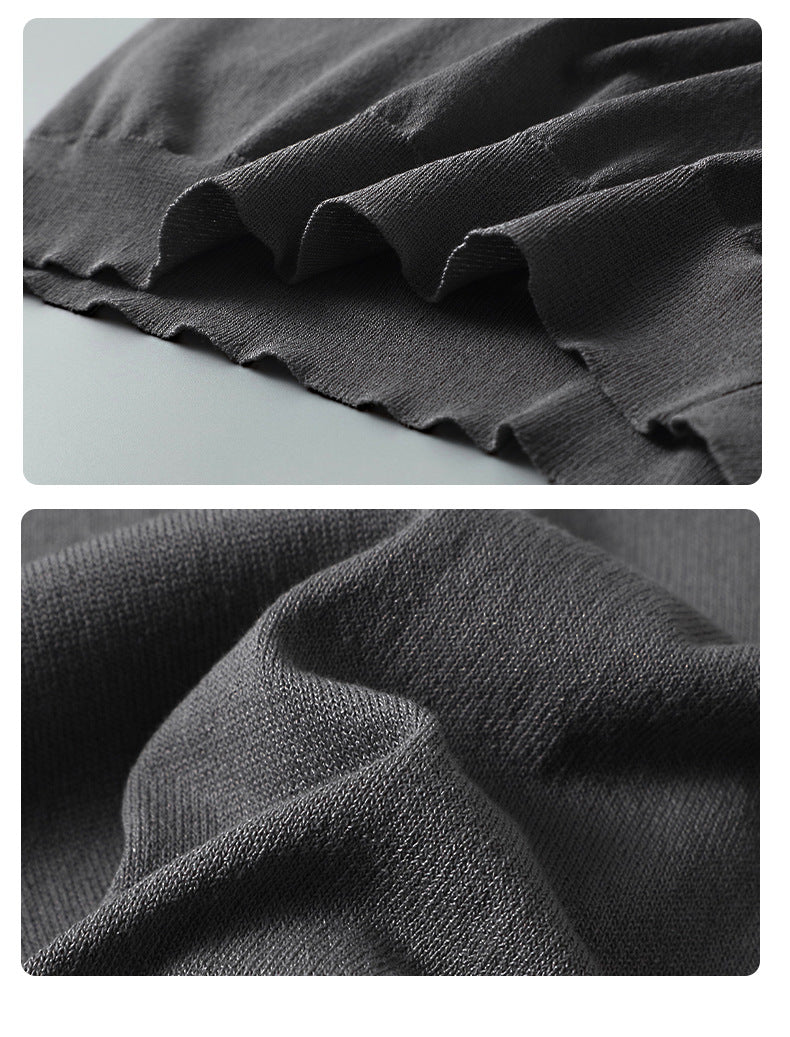 Knitted ice silk summer cool short-sleeved T-shirt lapel Korean casual polo shirt