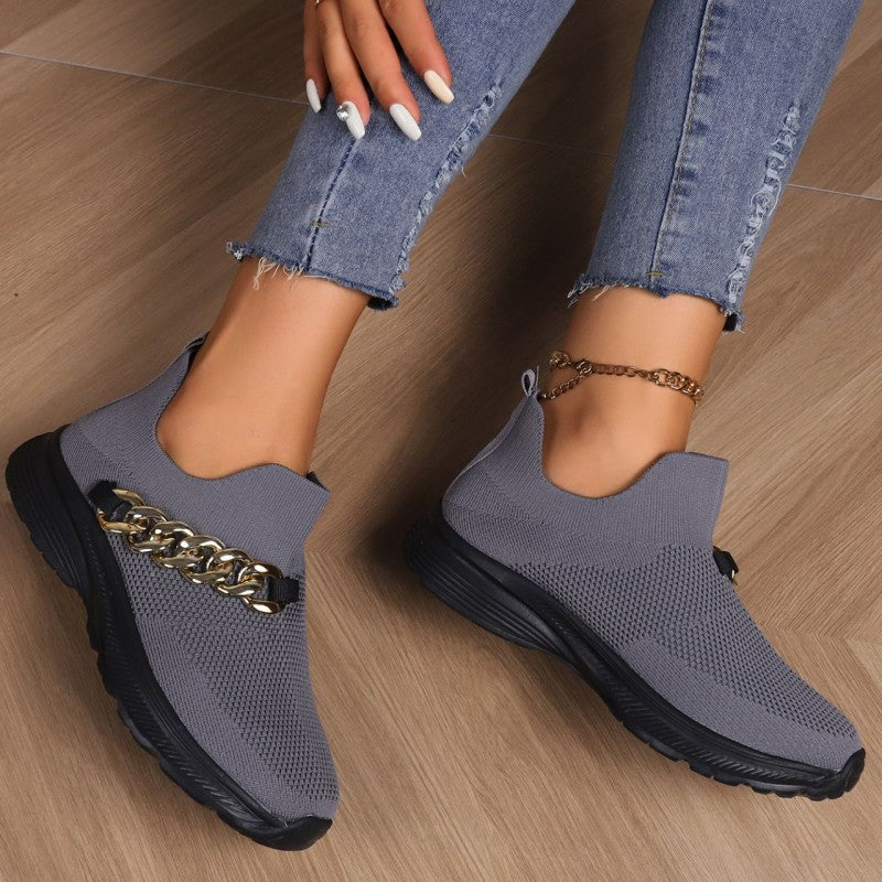 Casual Sportswear Daily Patchwork Metal Accessories Decoration Solid Color Round Comfortable Shoes