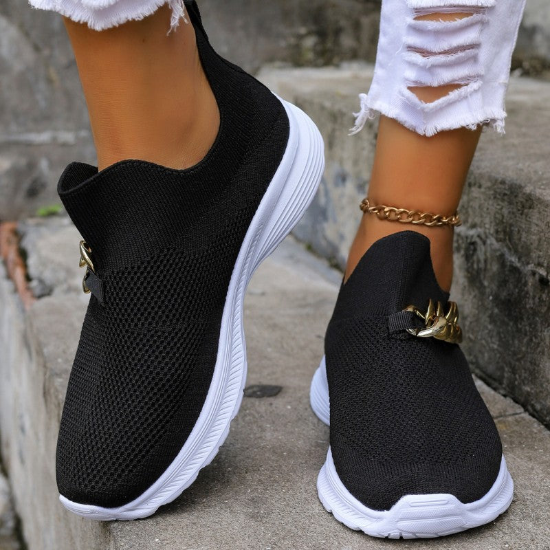Casual Sportswear Daily Patchwork Metal Accessories Decoration Solid Color Round Comfortable Shoes