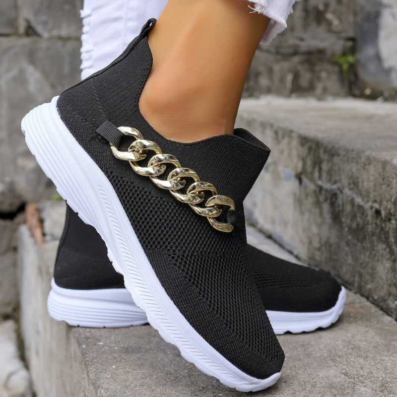Casual Sportswear Daily Patchwork Metal Accessories Decoration Solid Color Round Comfortable Shoes