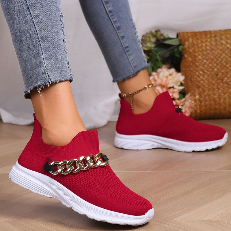 Casual Sportswear Daily Patchwork Metal Accessories Decoration Solid Color Round Comfortable Shoes