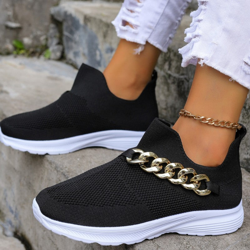 Casual Sportswear Daily Patchwork Metal Accessories Decoration Solid Color Round Comfortable Shoes