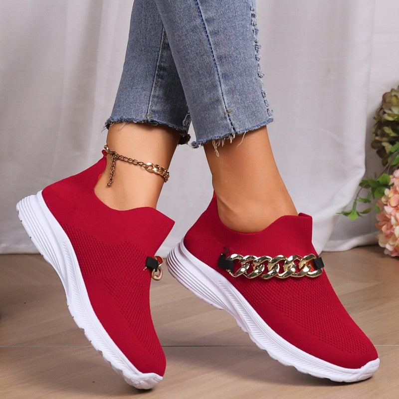 Casual Sportswear Daily Patchwork Metal Accessories Decoration Solid Color Round Comfortable Shoes