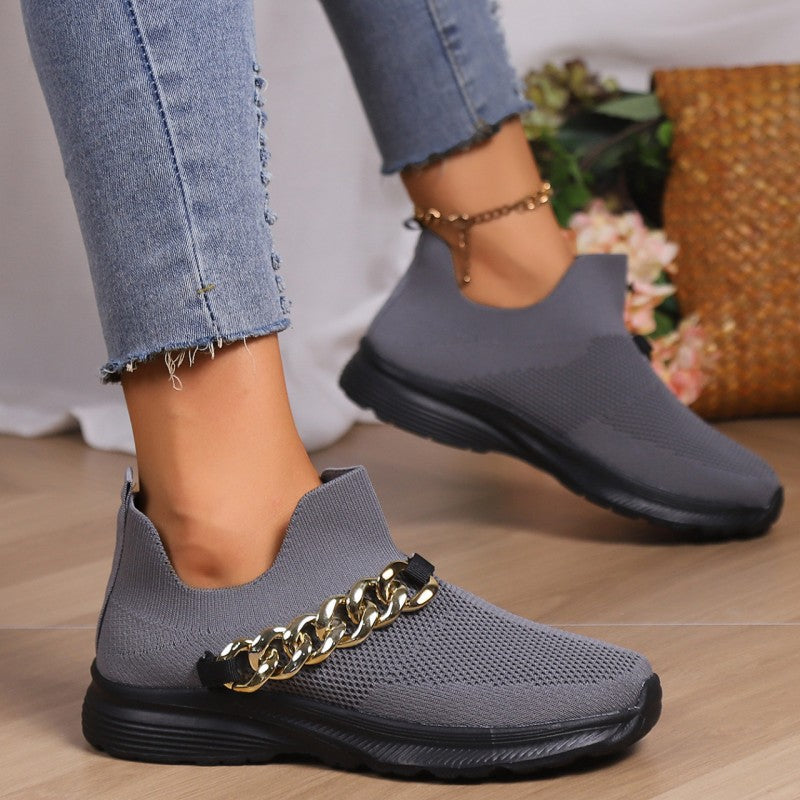 Casual Sportswear Daily Patchwork Metal Accessories Decoration Solid Color Round Comfortable Shoes