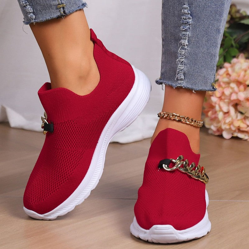 Casual Sportswear Daily Patchwork Metal Accessories Decoration Solid Color Round Comfortable Shoes