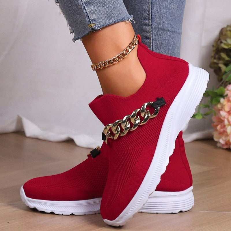 Casual Sportswear Daily Patchwork Metal Accessories Decoration Solid Color Round Comfortable Shoes