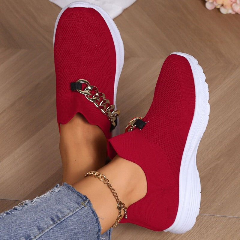 Casual Sportswear Daily Patchwork Metal Accessories Decoration Solid Color Round Comfortable Shoes