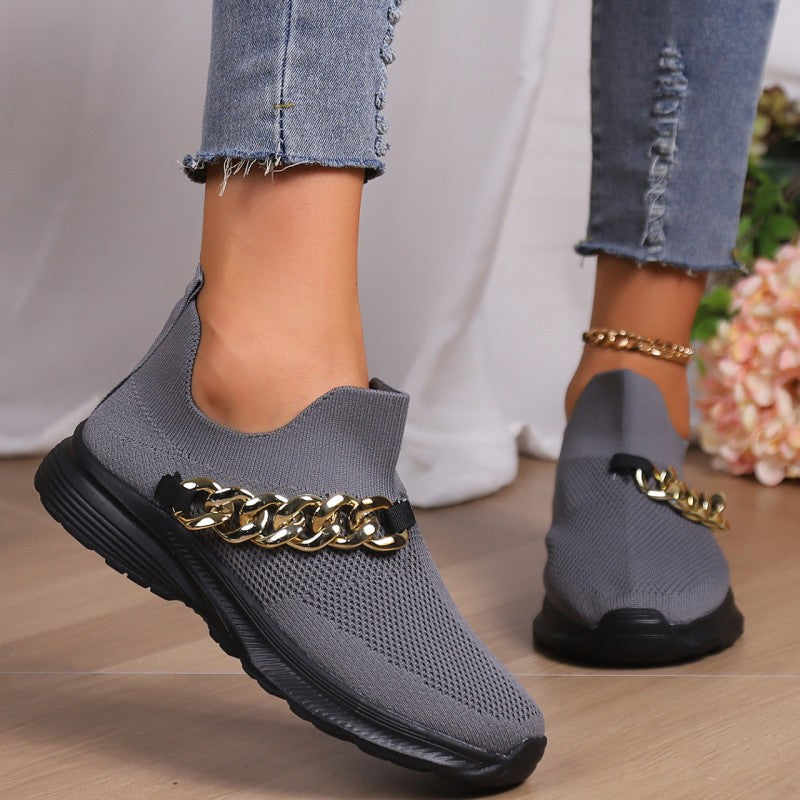 Casual Sportswear Daily Patchwork Metal Accessories Decoration Solid Color Round Comfortable Shoes