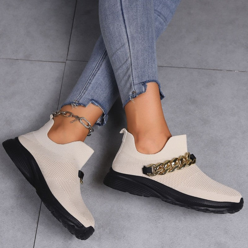 Casual Sportswear Daily Patchwork Metal Accessories Decoration Solid Color Round Comfortable Shoes