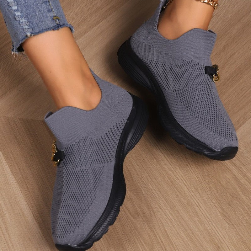 Casual Sportswear Daily Patchwork Metal Accessories Decoration Solid Color Round Comfortable Shoes