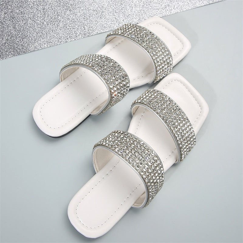 Casual Patchwork Rhinestone Square Comfortable Shoes