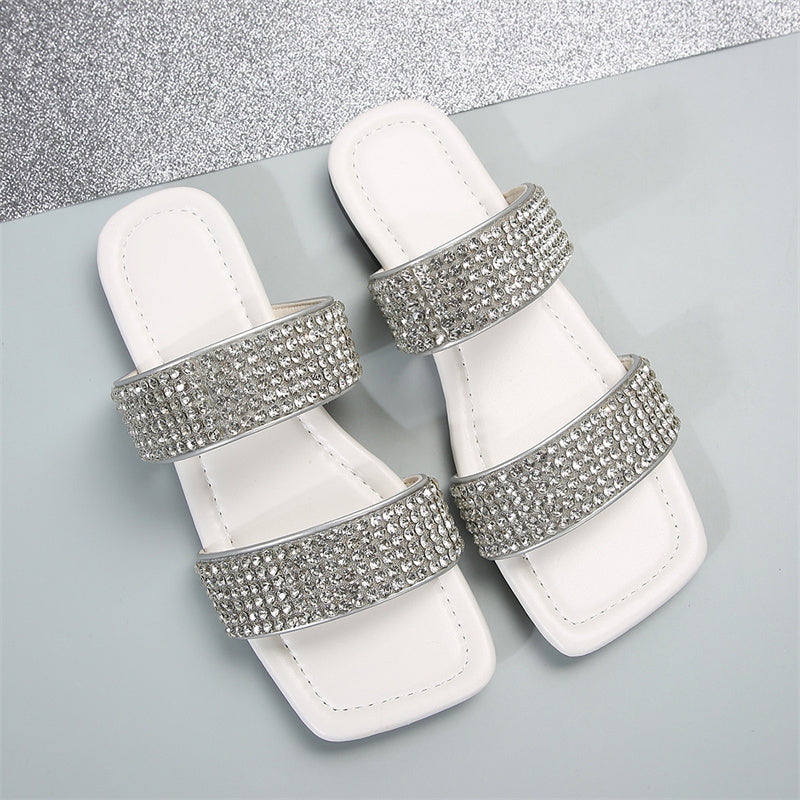 Casual Patchwork Rhinestone Square Comfortable Shoes