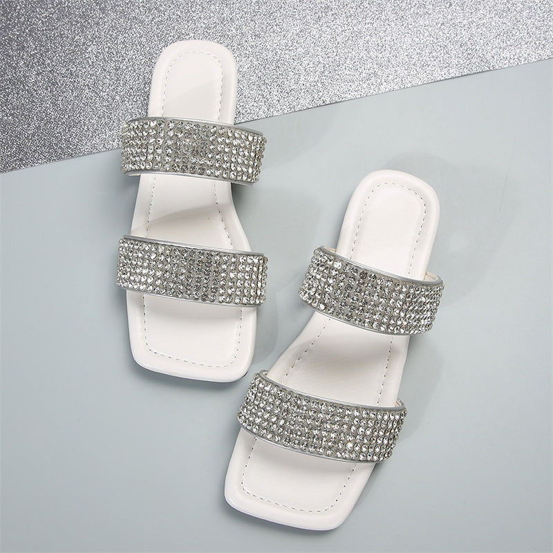 Casual Patchwork Rhinestone Square Comfortable Shoes