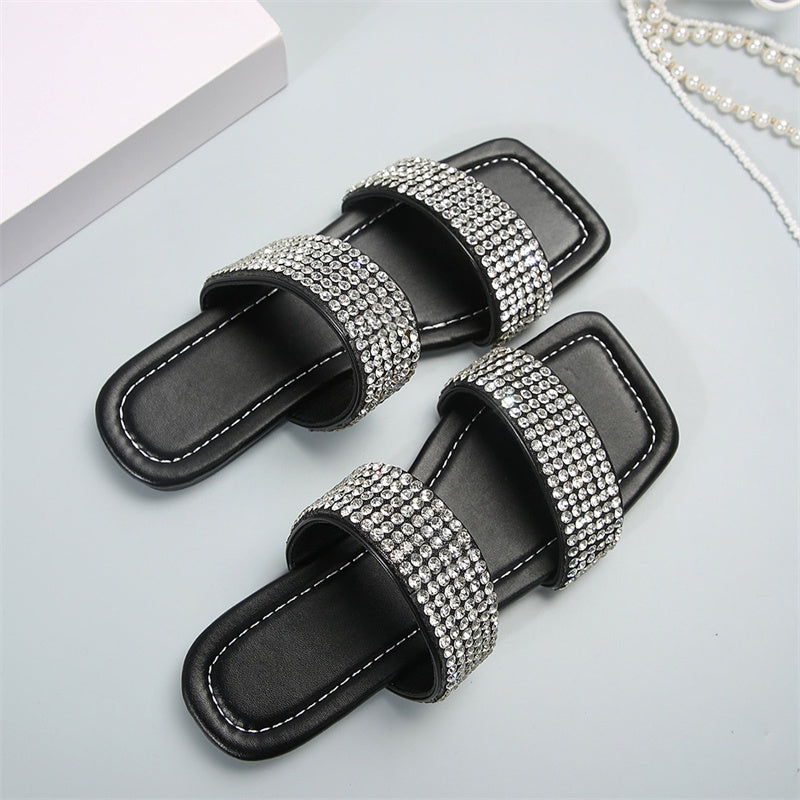 Casual Patchwork Rhinestone Square Comfortable Shoes