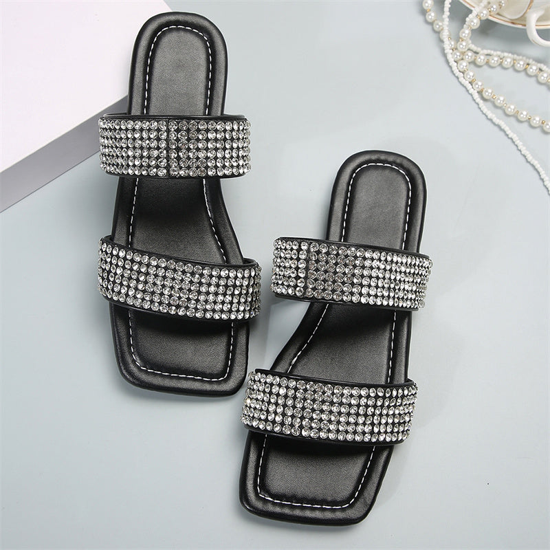 Casual Patchwork Rhinestone Square Comfortable Shoes
