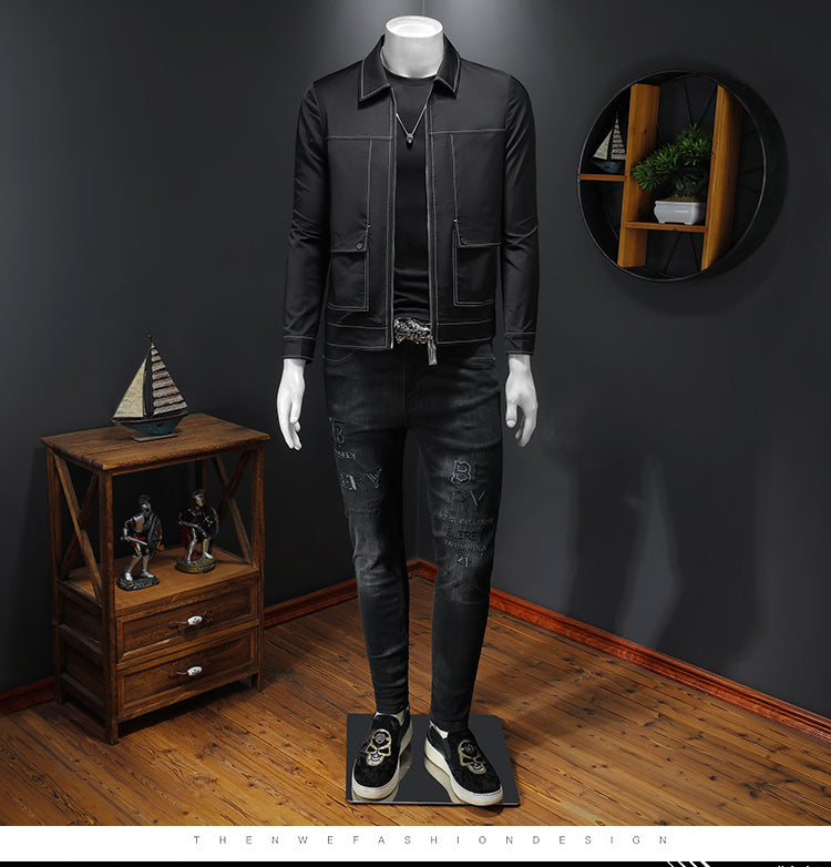 Casual Jacket Suit Collar Topstitched Coat