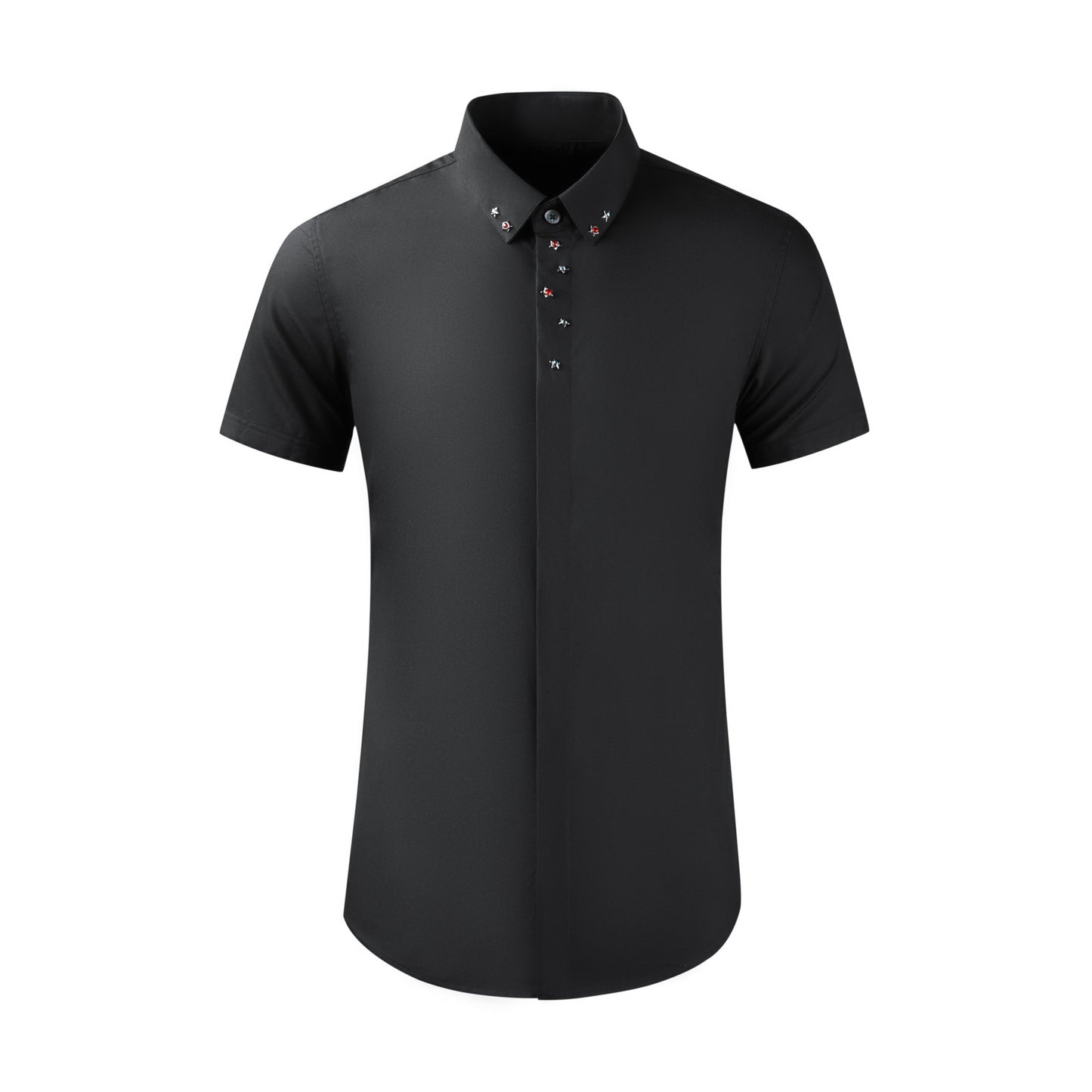 Men's slim-fit shirt with silver and diamond crystals