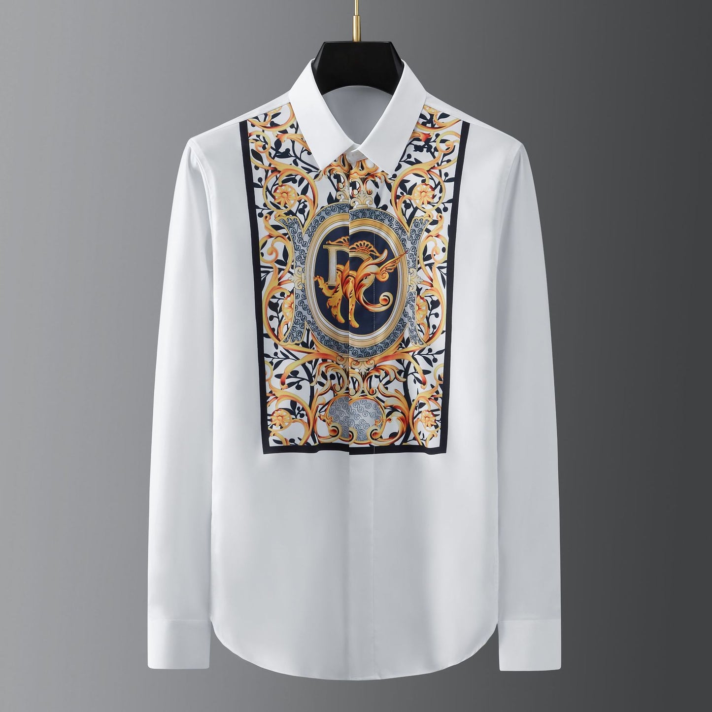 Ancient palace style printed trendy men's long shirt