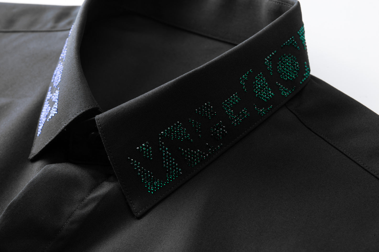 Men's stylish shirt with blue and green diamond geometric pattern