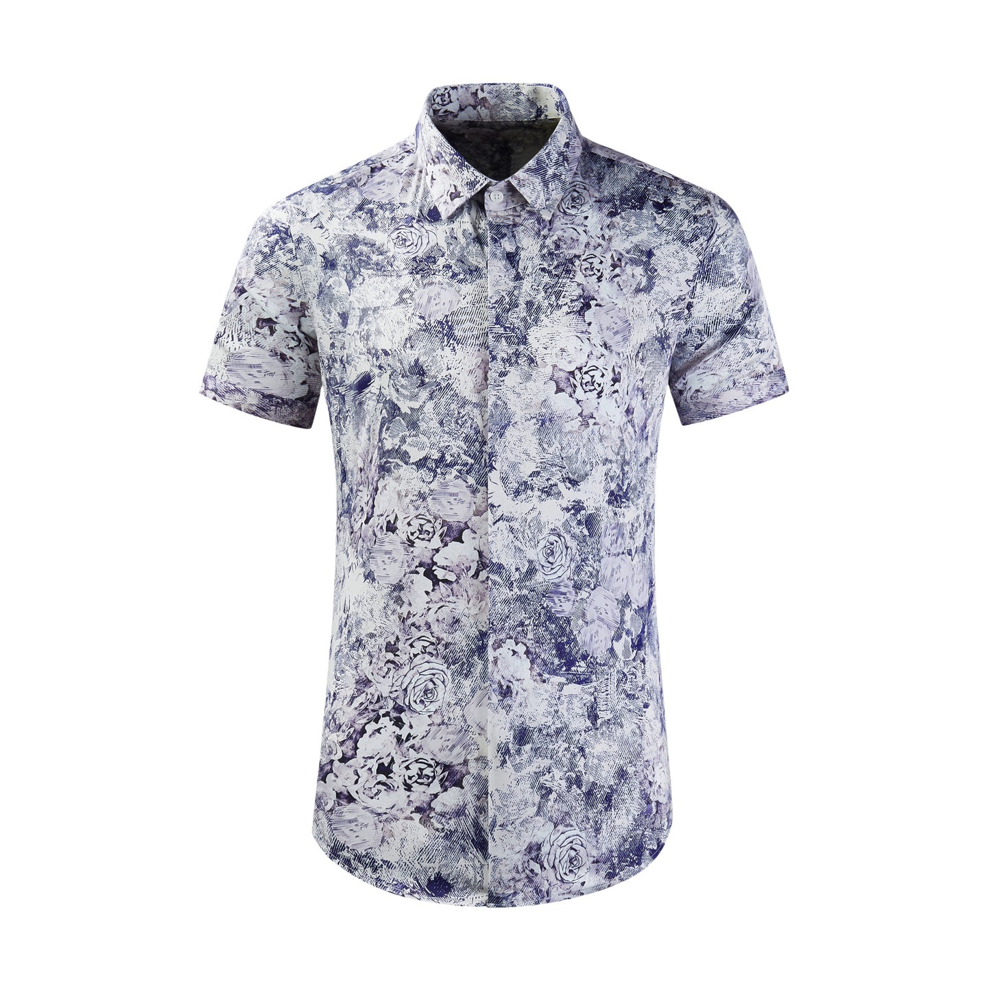 Graffiti Rose Blue Flower Digital Print Men's Shirt
