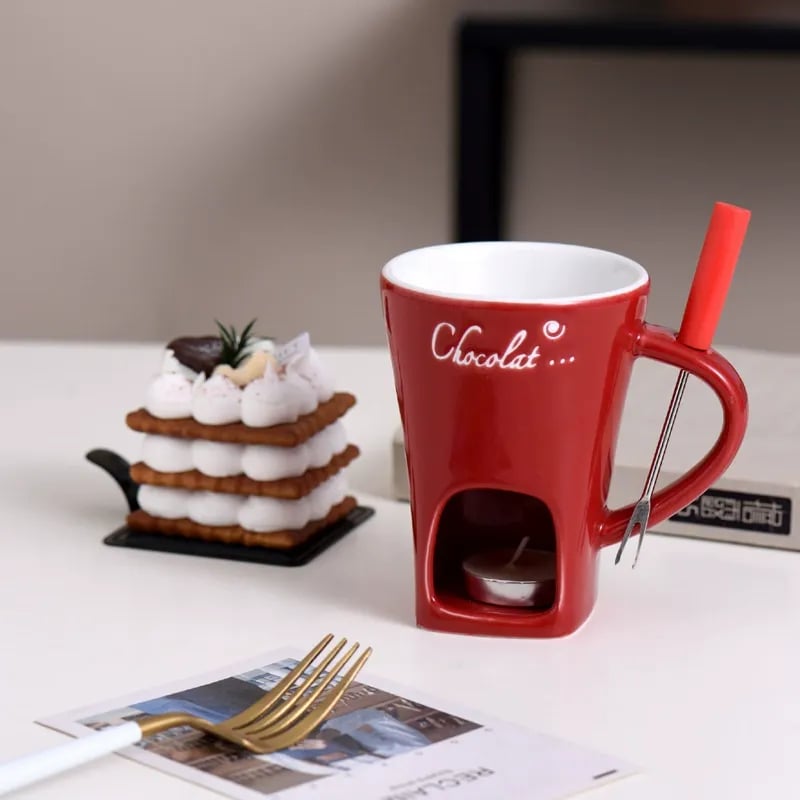 🍫 Handmade Chocolate Melting Mug – The Cozy Fondue Experience