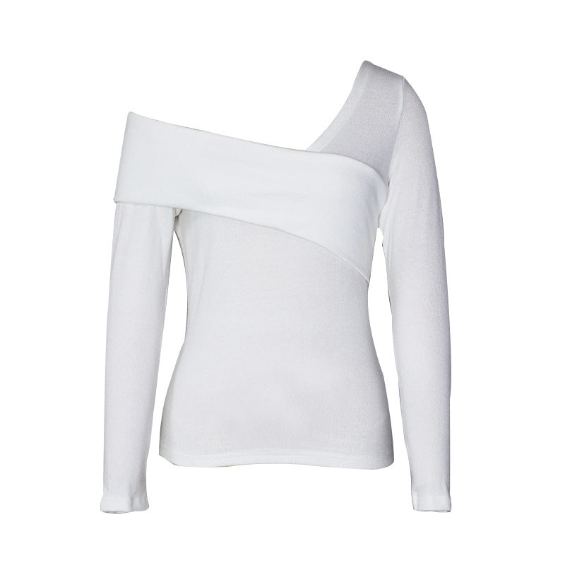 Autumn Slim Fit Slimming Shoulder Off Shirt Top