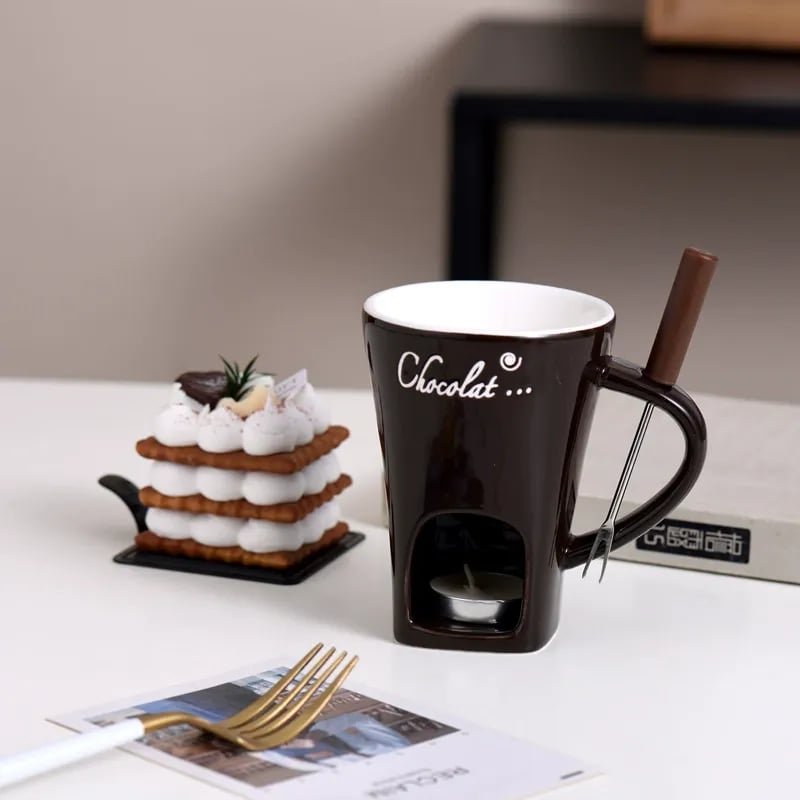 🍫 Handmade Chocolate Melting Mug – The Cozy Fondue Experience
