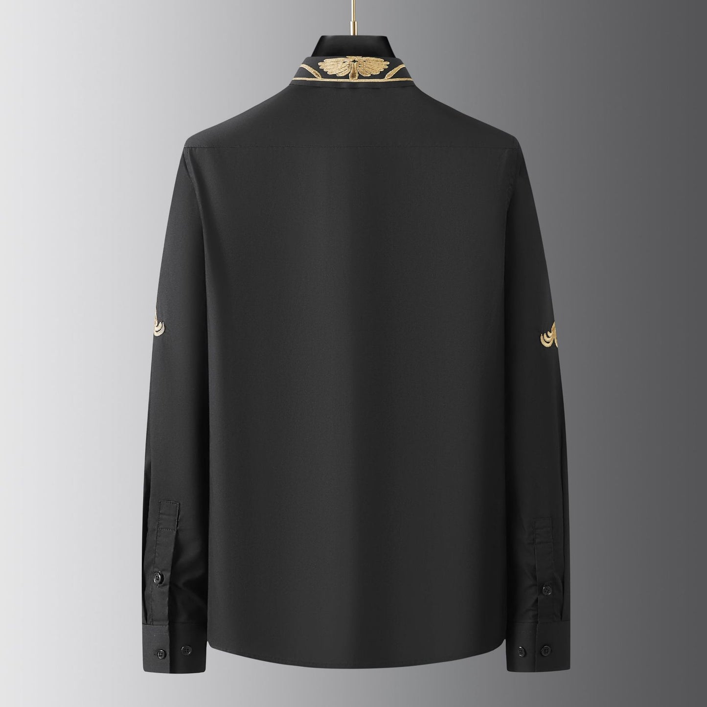 Heavy craft embroidered wheat ear flower men's long sleeve shirt
