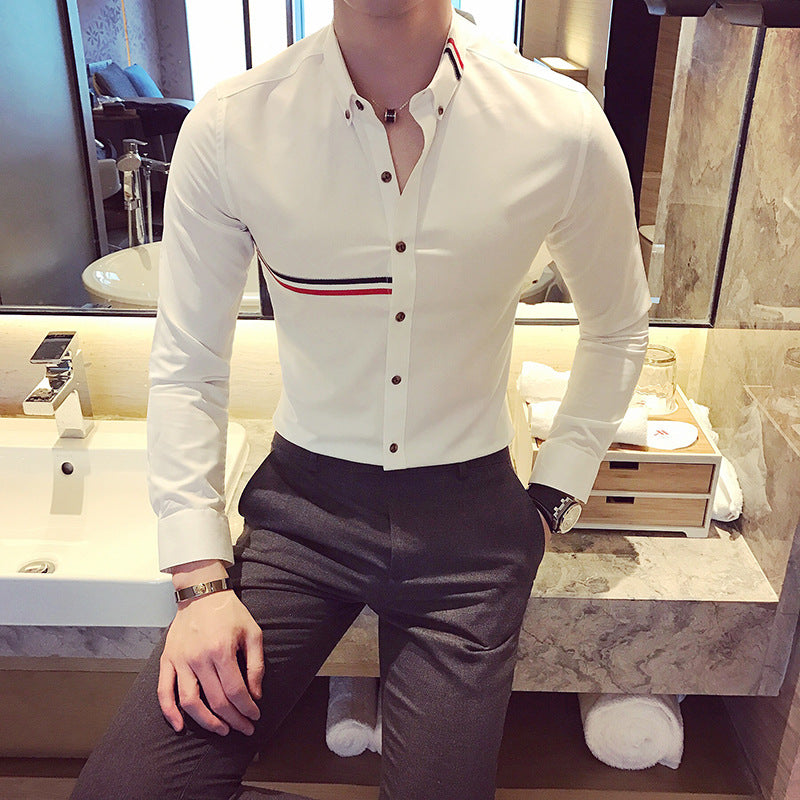 Personalized stripe casual long-sleeved shirt