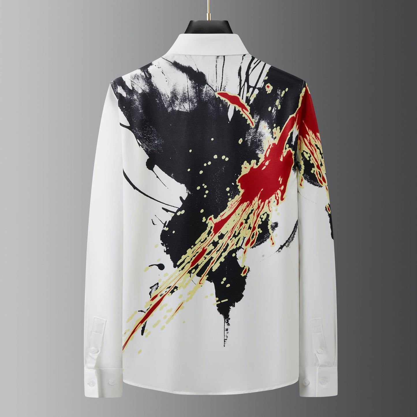 Non-iron anti-wrinkle men's long-sleeved shirt trendy digital printed shirt