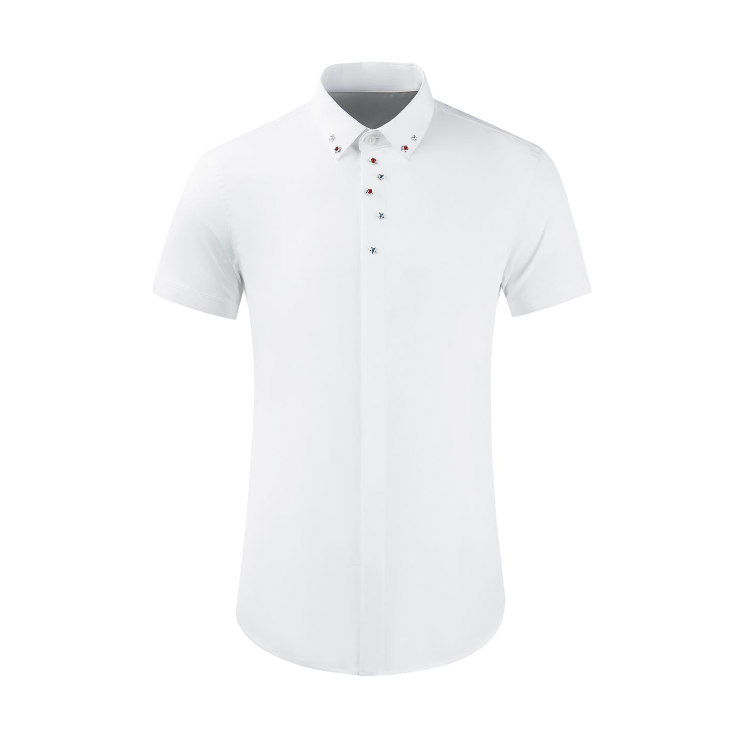 Men's slim-fit shirt with silver and diamond crystals