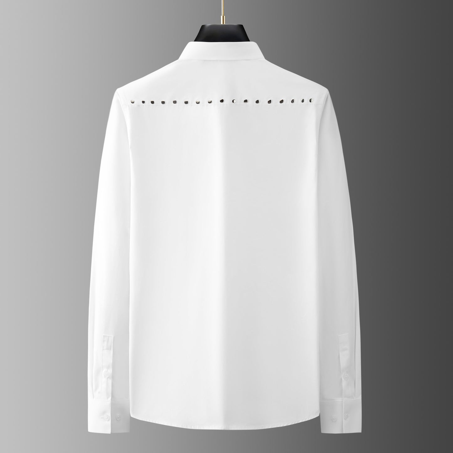 Handmade round rivet geometric patchwork shirt
