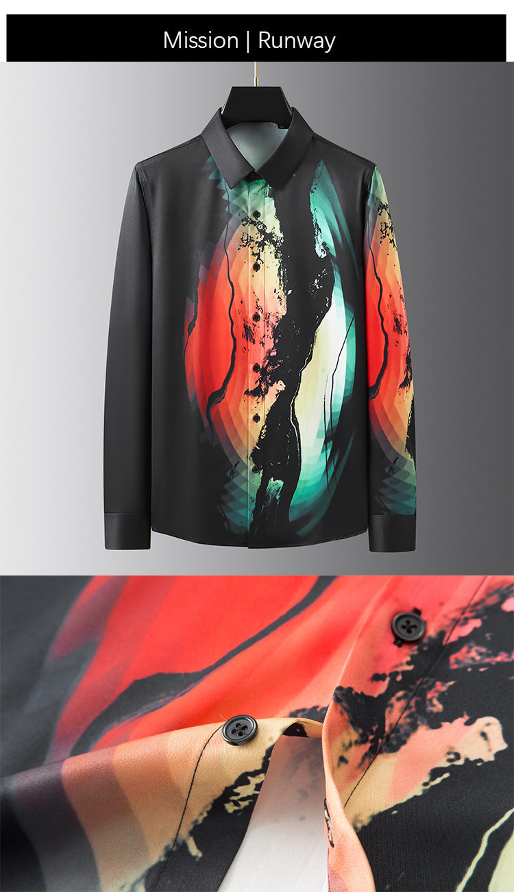 Camouflage digital print men's long sleeve shirt