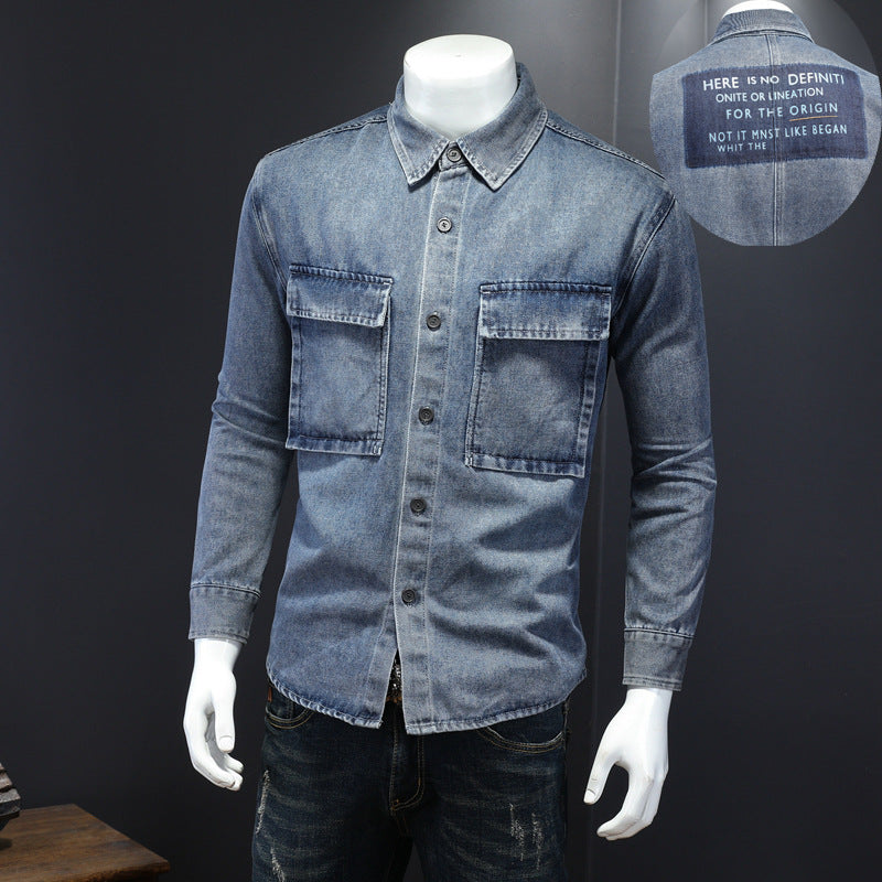 Men's slightly loose denim shirt