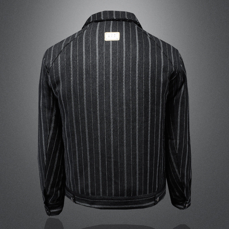 men's striped short down jacket