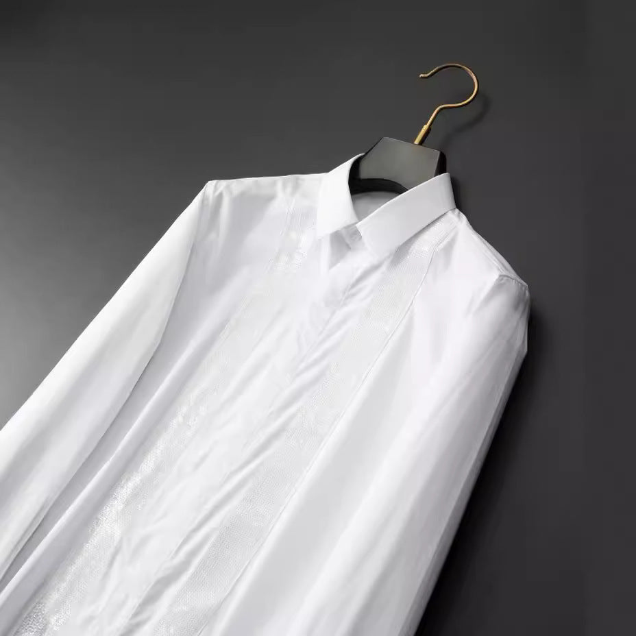 Men's sequin embroidery long sleeve shirt