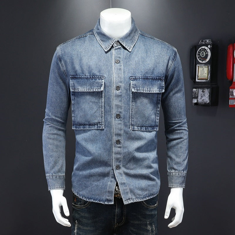 Men's slightly loose denim shirt
