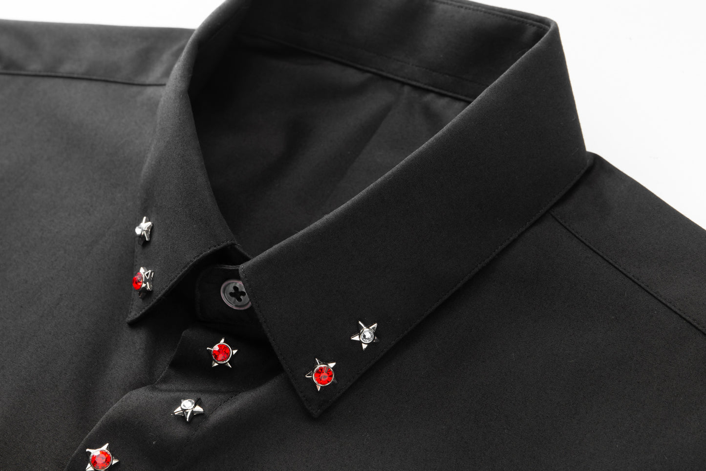 Men's slim-fit shirt with silver and diamond crystals