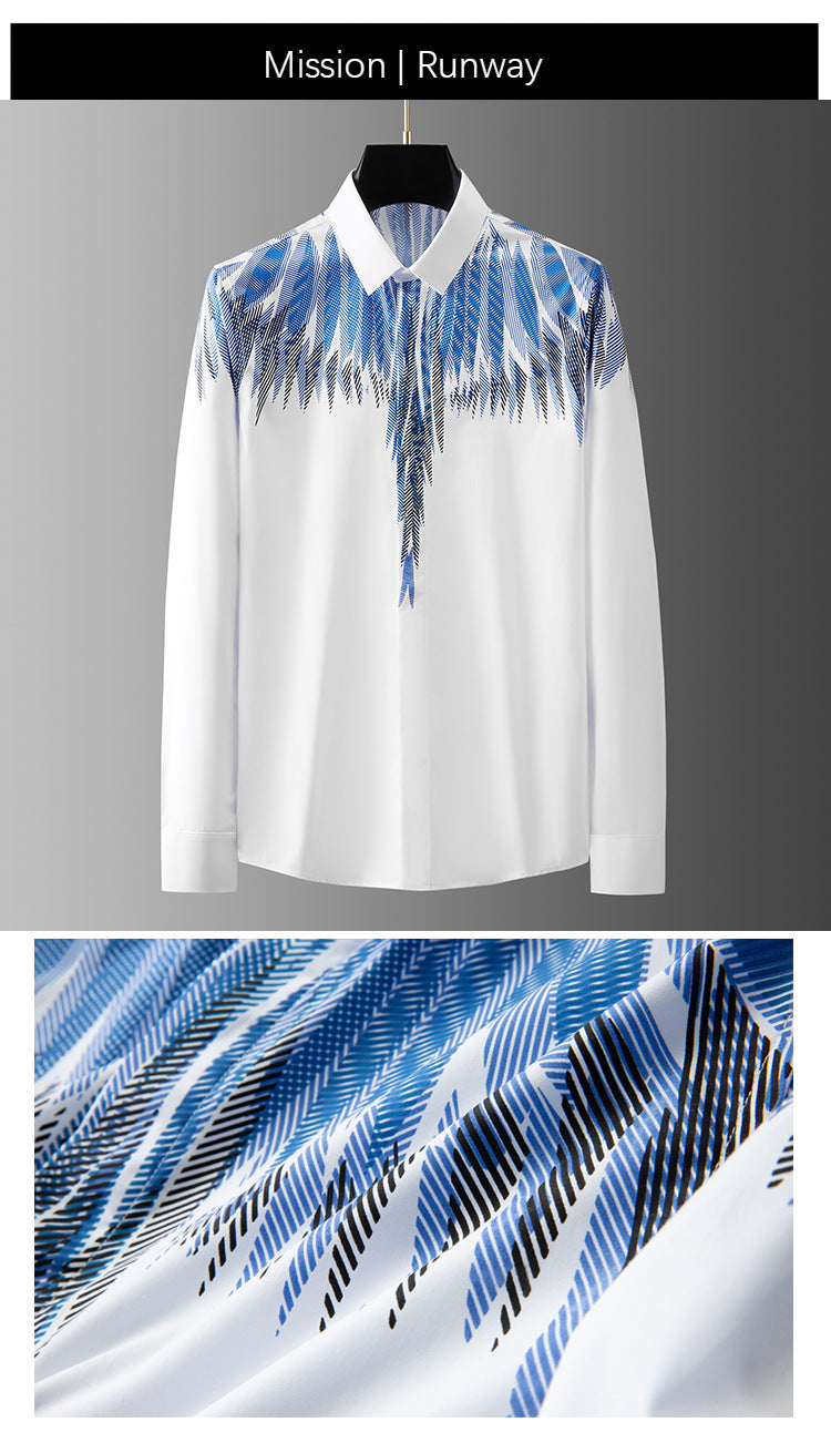 Men's long sleeve shirt with feather wings print