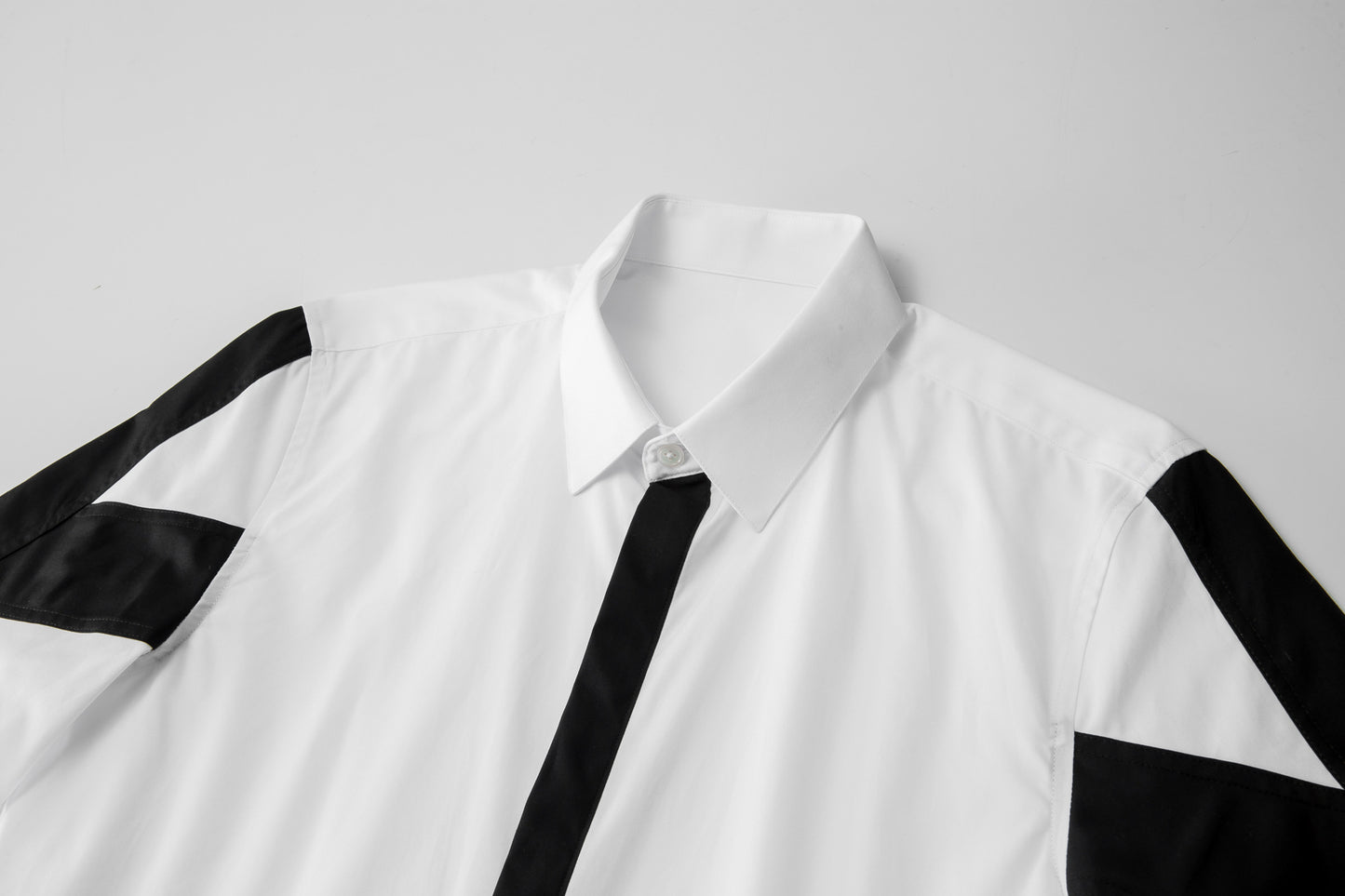 Men's red contrast patchwork shirt