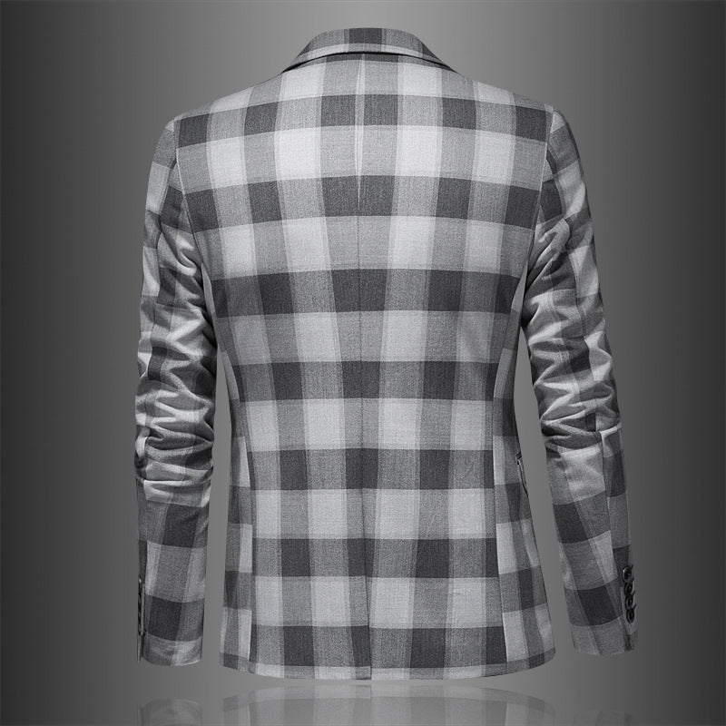 Men's suit jacket plaid three-dimensional stylish slim fit