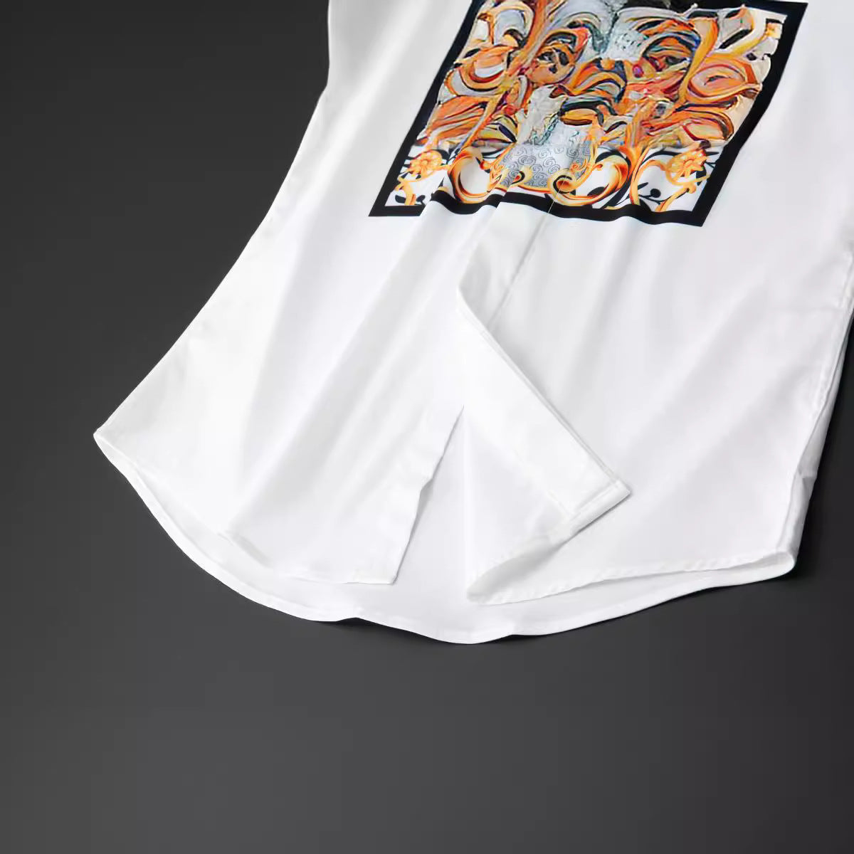 Ancient palace style printed trendy men's long shirt
