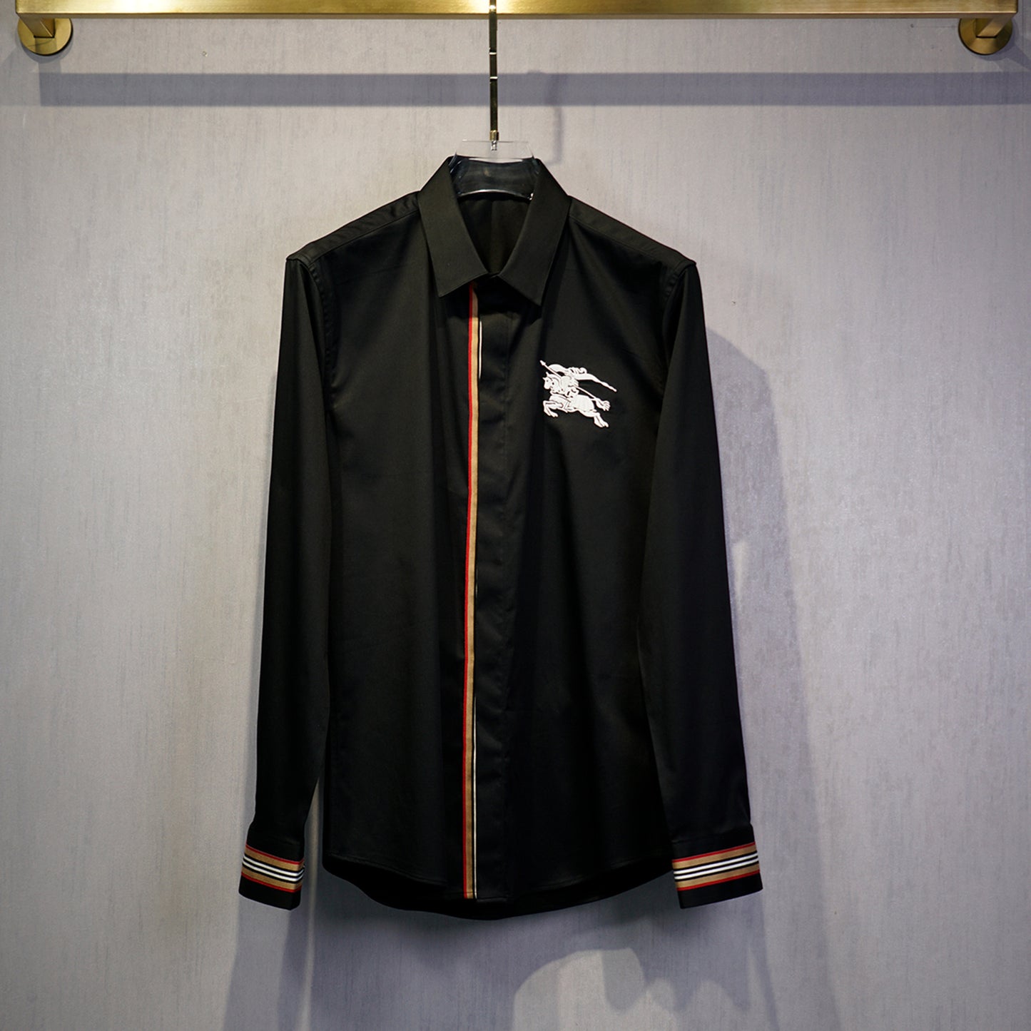 Ribbon Warhorse Embroidery Stretch Cotton Comfortable Gentleman Exquisite Men's Shirt