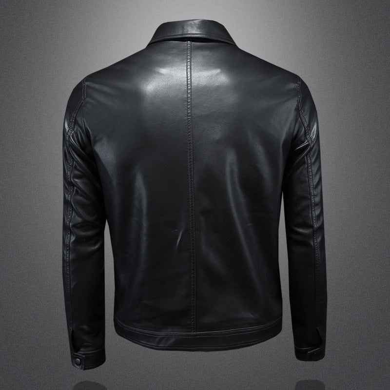 Men's Lapel Leather Motorcycle Jacket