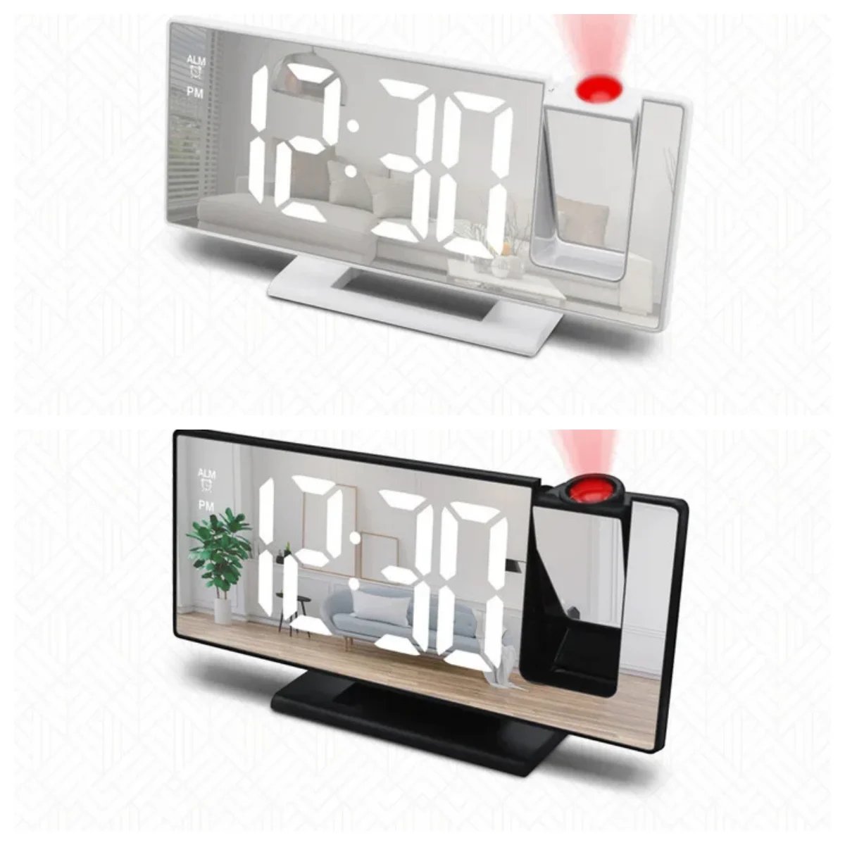 3D Projection Alarm Clock Makeup LED Mirror