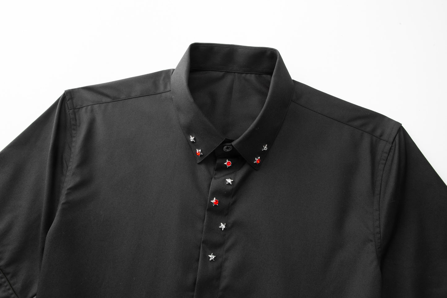 Men's slim-fit shirt with silver and diamond crystals